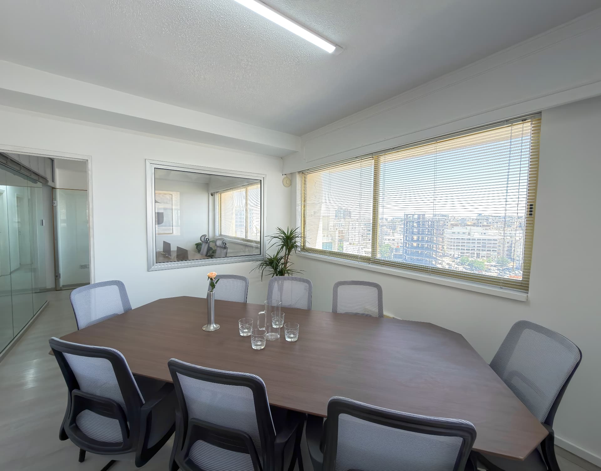 The Boardroom wide view with blinds drawn